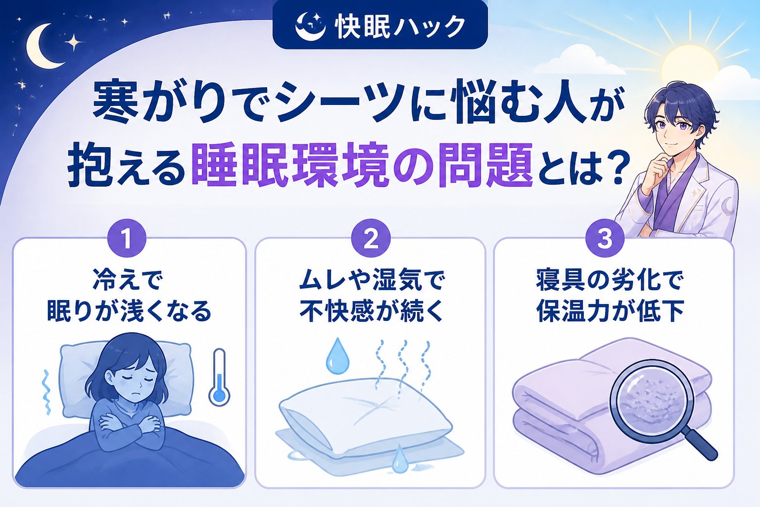 寝具 寒がりでシーツに悩む人が抱える睡眠環境の問題とは?