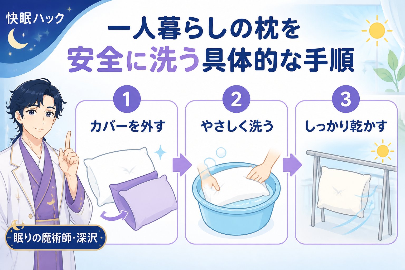 寝具 一人暮らしの枕を安全に洗う具体的な手順