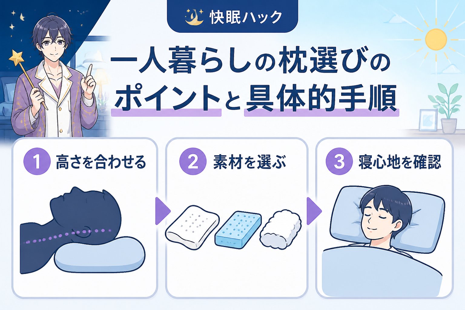 寝具 一人暮らしの枕選びのポイントと具体的手順