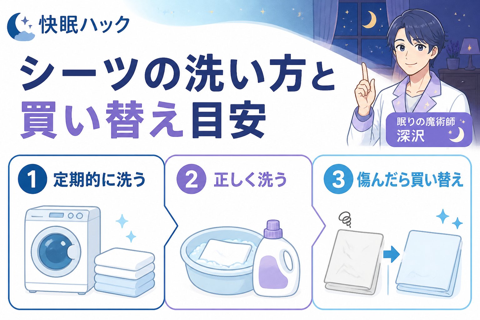 寝具 シーツの洗い方と買い替え目安