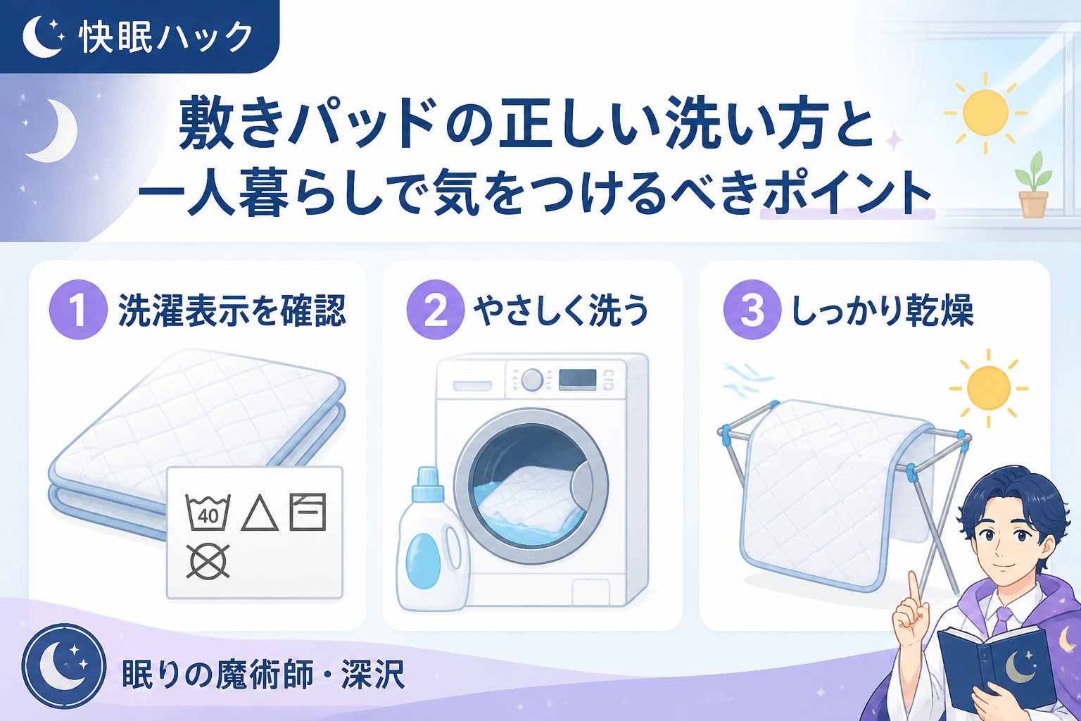 寝具 敷きパッドの正しい洗い方と一人暮らしで気をつけるべきポイント