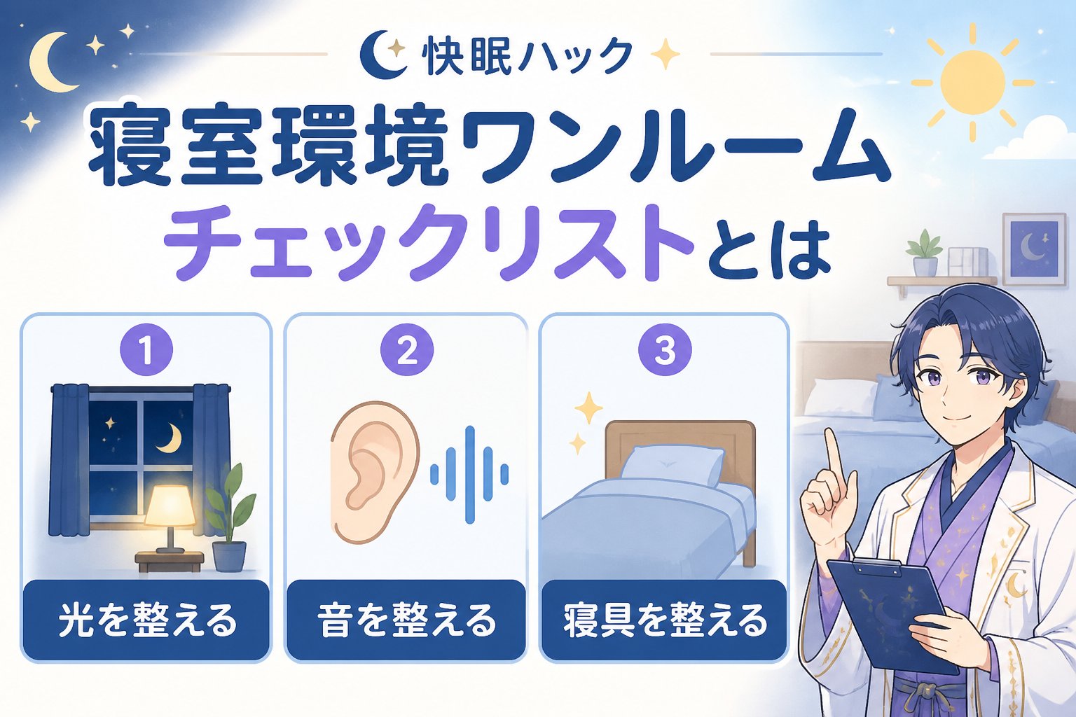 睡眠改善 寝室環境ワンルームチェックリストとは、快適な睡眠を得るために一人暮らしのワンルームで整えるべき光や音、寝具などの環境要素を具体的にまとめた指針です。