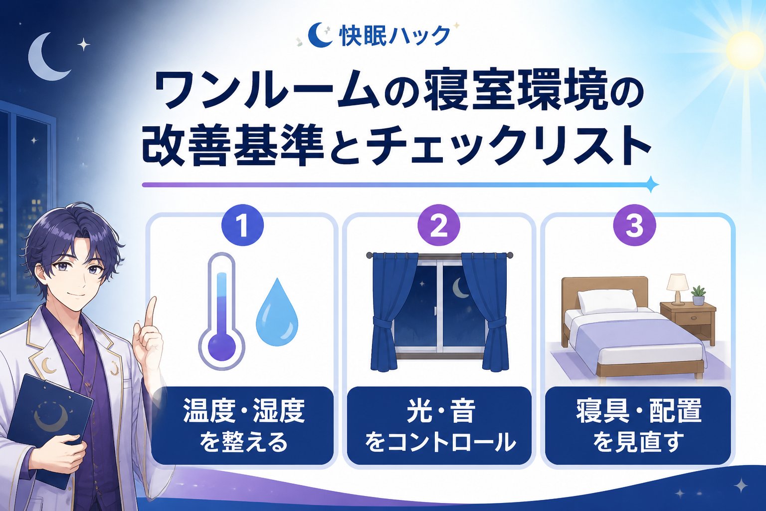 睡眠改善 ワンルームの寝室環境の改善基準とチェックリスト