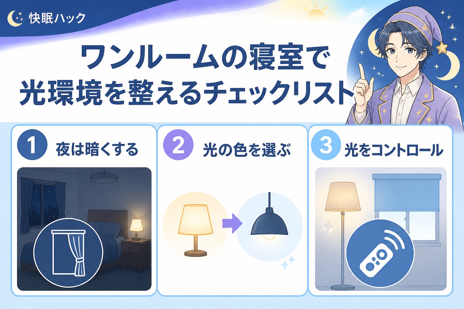 睡眠改善 ワンルームの寝室で光環境を整えるためのチェックリスト