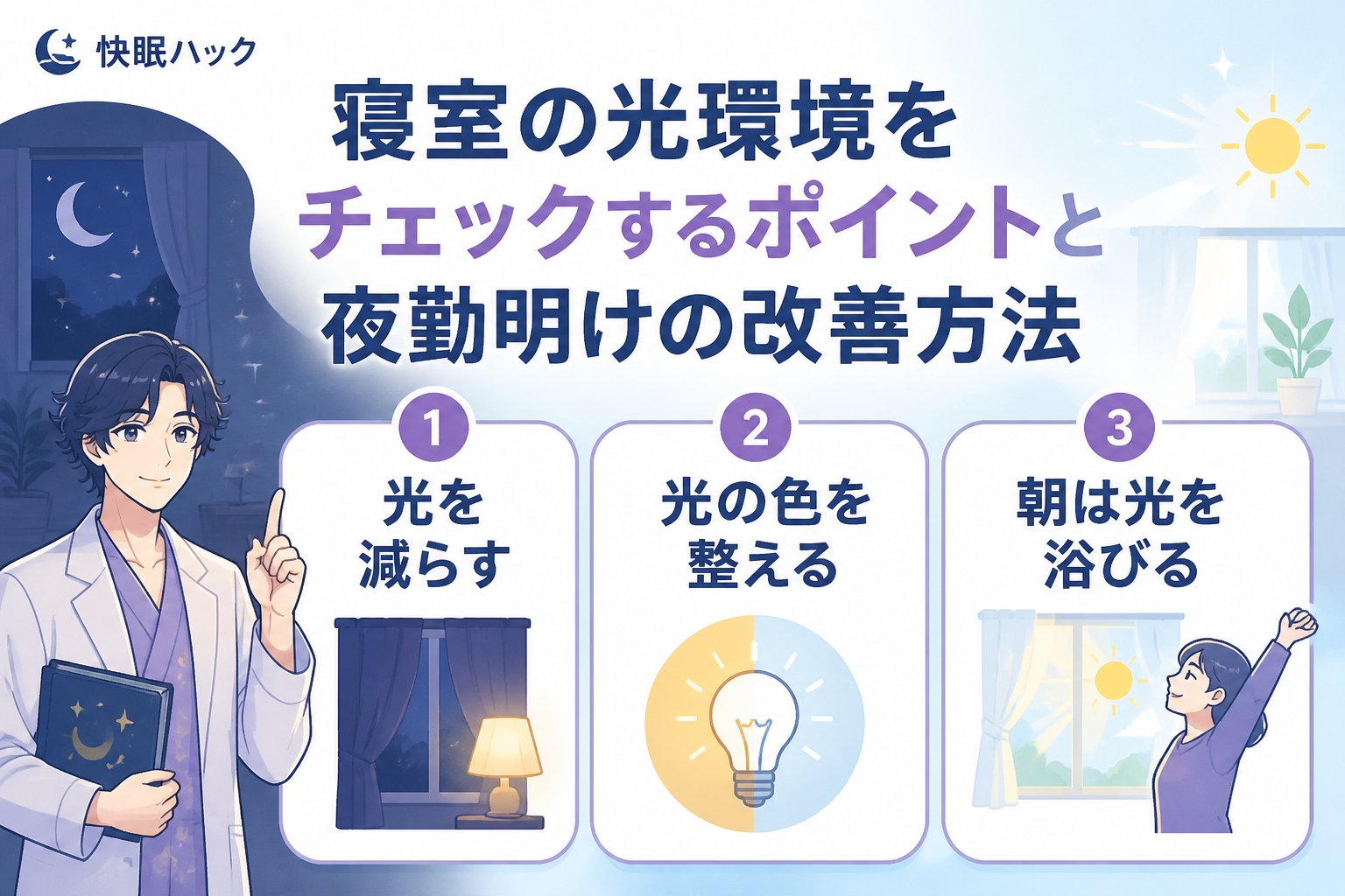 睡眠改善 寝室の光環境をチェックするためのポイントと夜勤明けの改善方法
