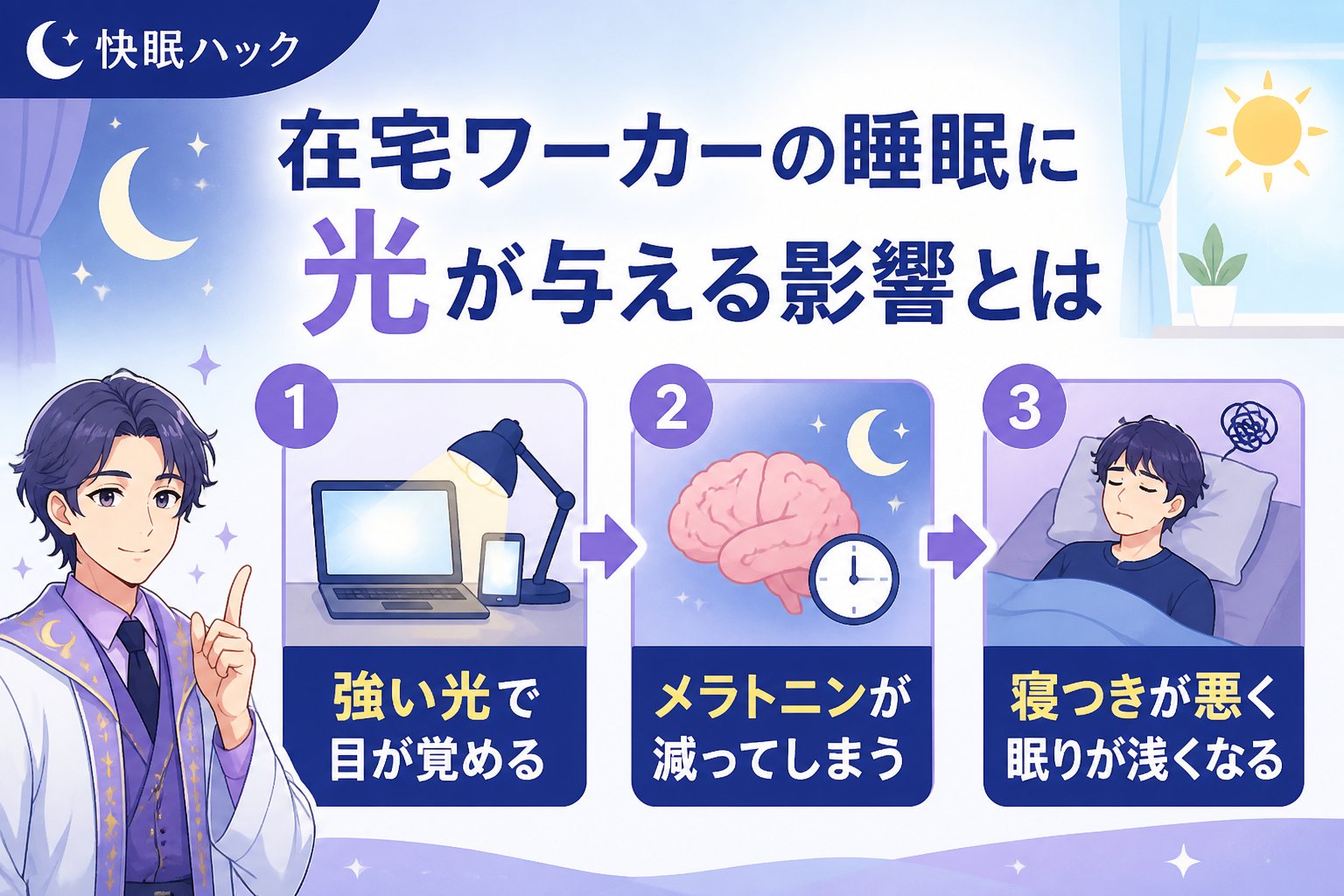 睡眠改善 在宅ワーカーの睡眠に光が与える影響とは