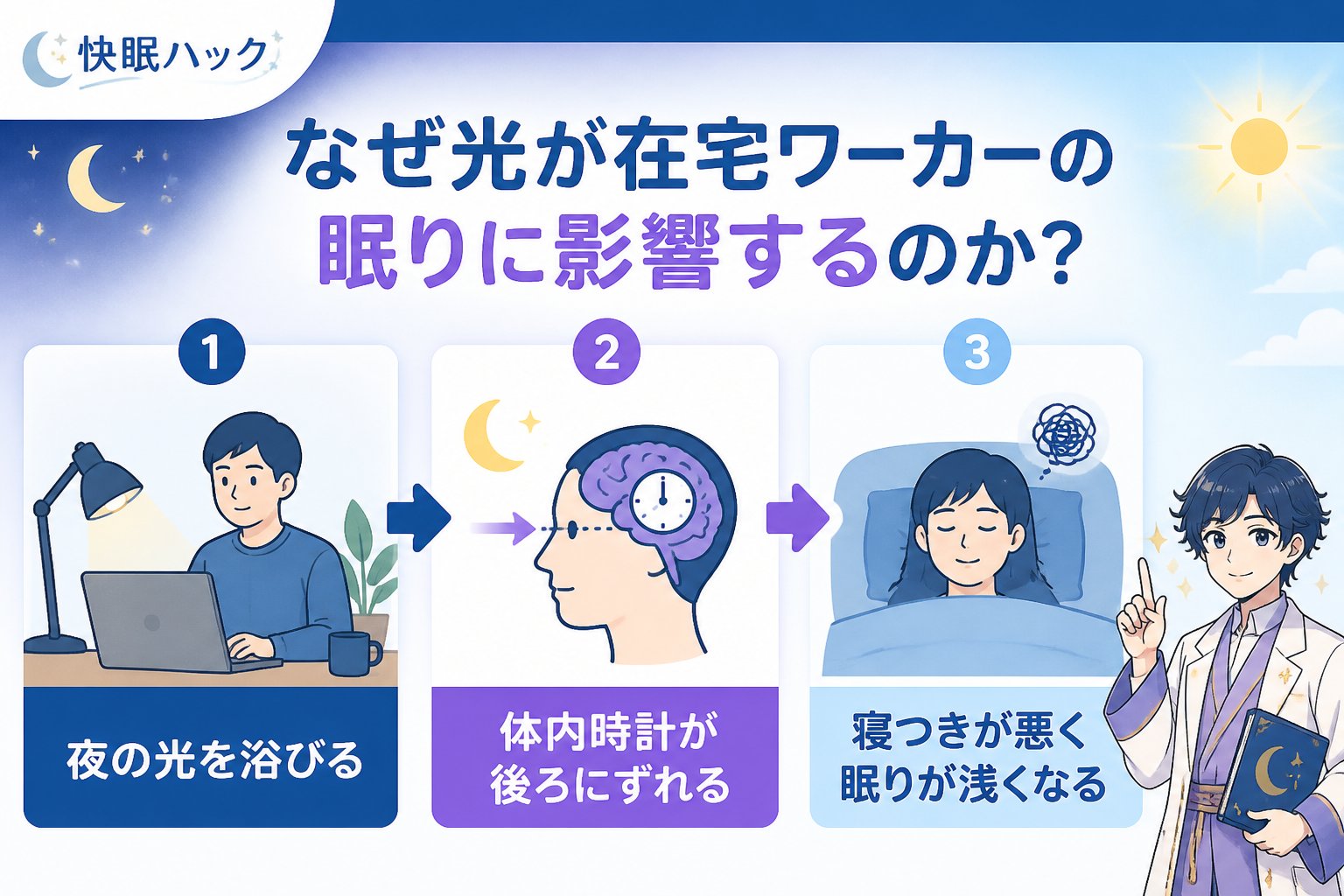 睡眠改善 なぜ光が在宅ワーカーの眠りに影響するのか?