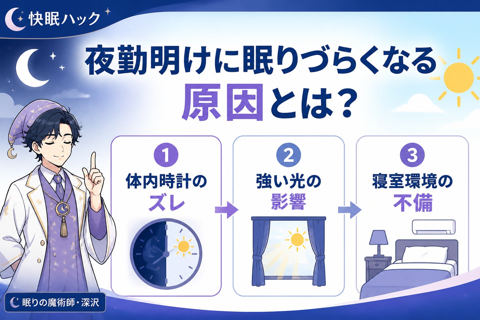 睡眠改善 夜勤明けに眠りづらくなる原因とは?