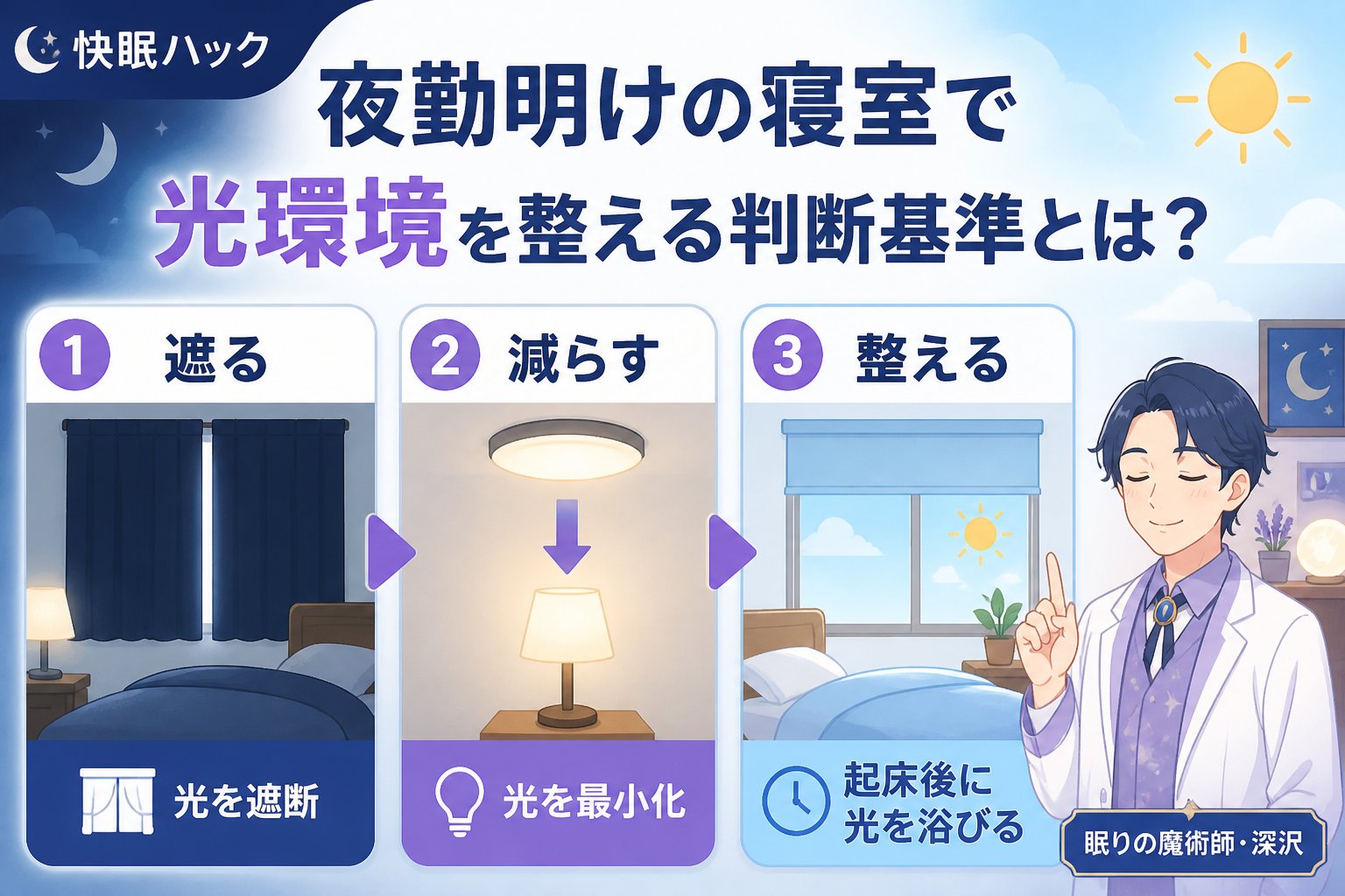 睡眠改善 夜勤明けの寝室で光環境を整える判断基準とは?