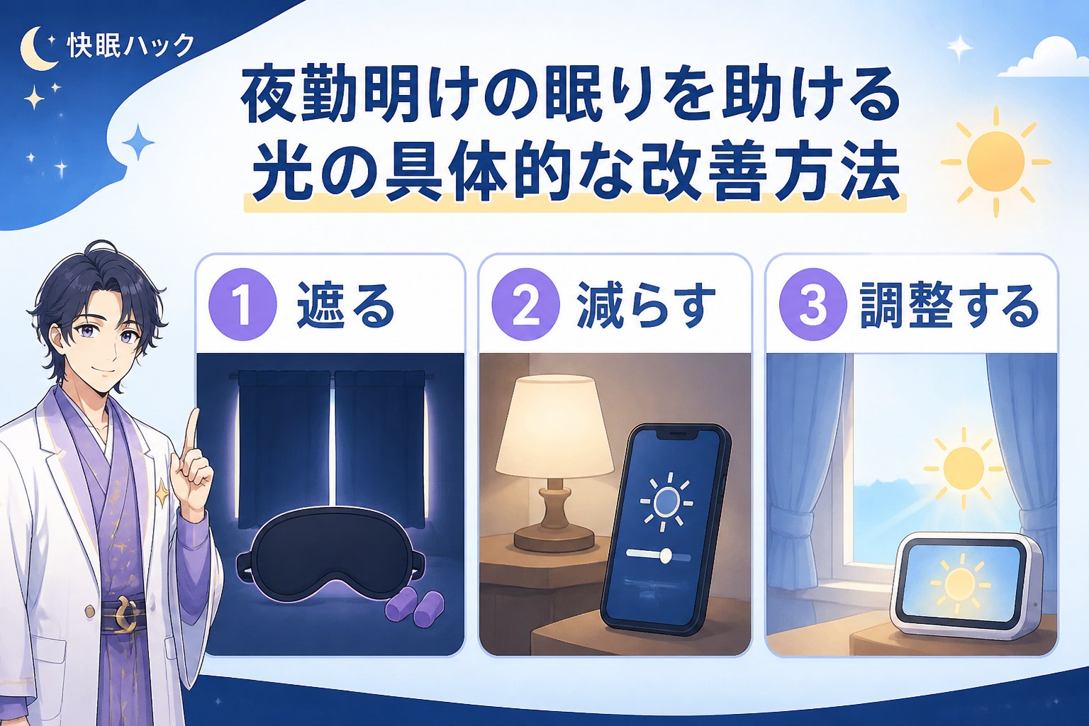 睡眠改善 夜勤明けの眠りを助ける光の具体的な改善方法