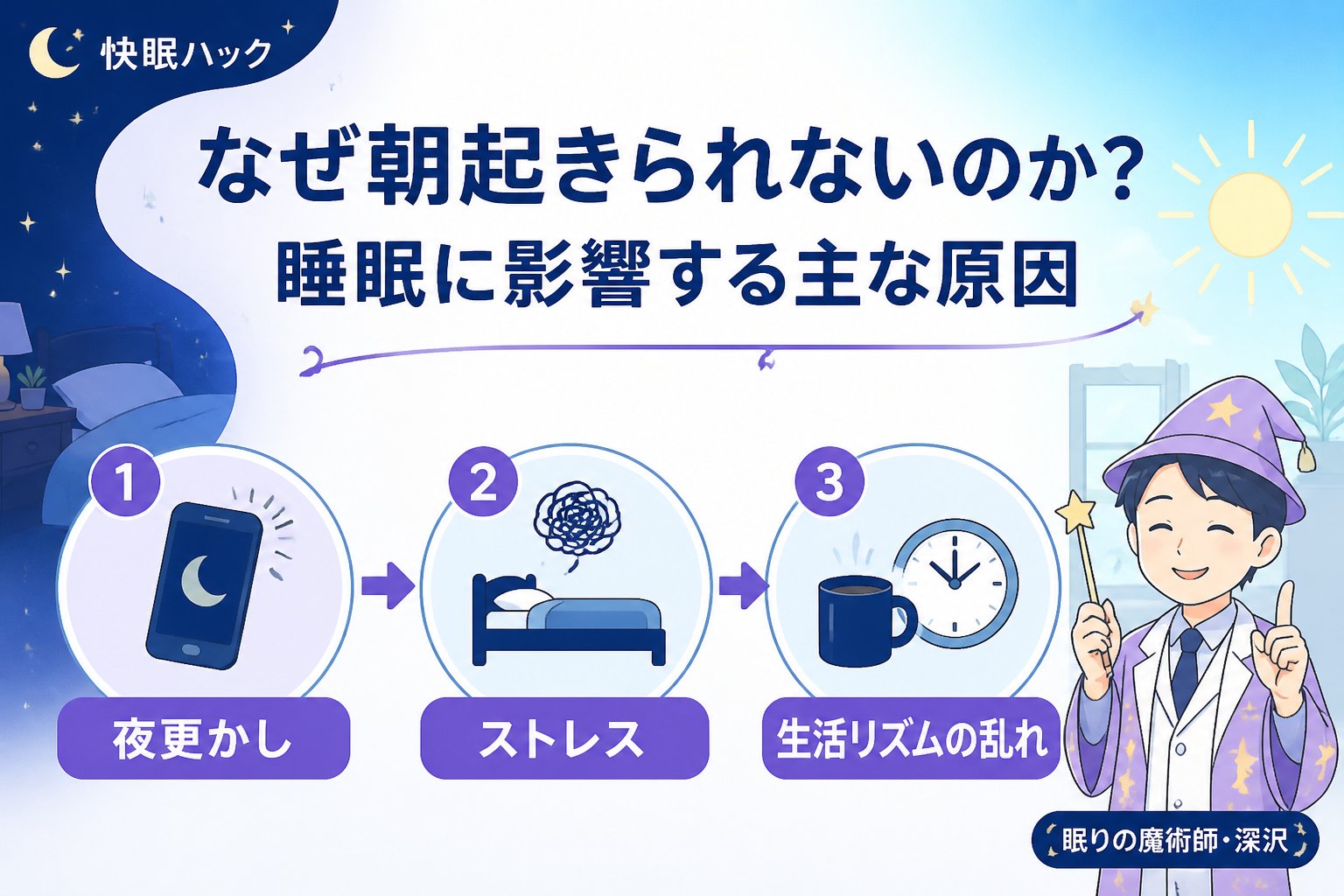 快眠グッズ なぜ朝起きられないのか？睡眠に影響する主な原因