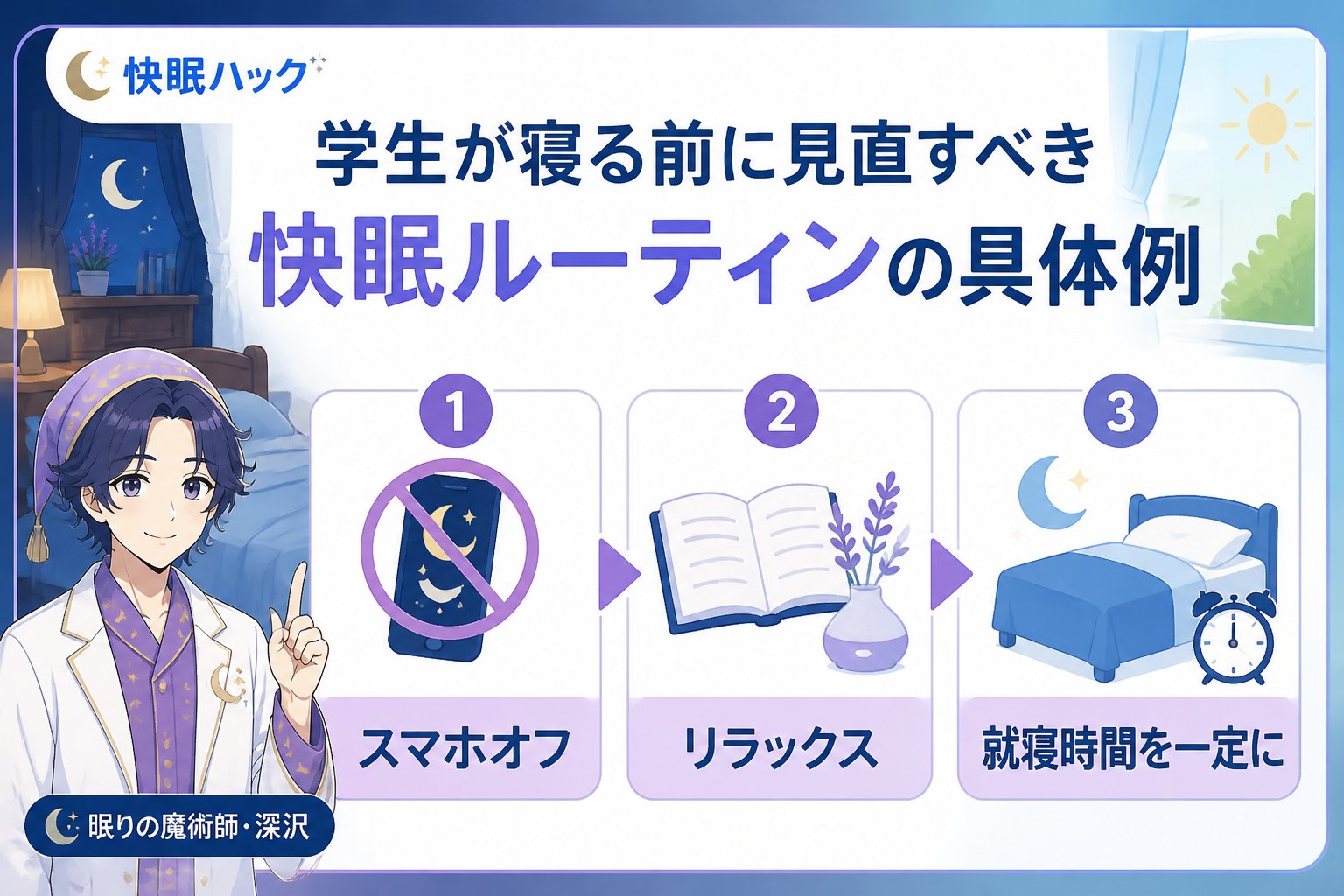 快眠グッズ 学生が寝る前に見直すべき快眠ルーティンの具体例
