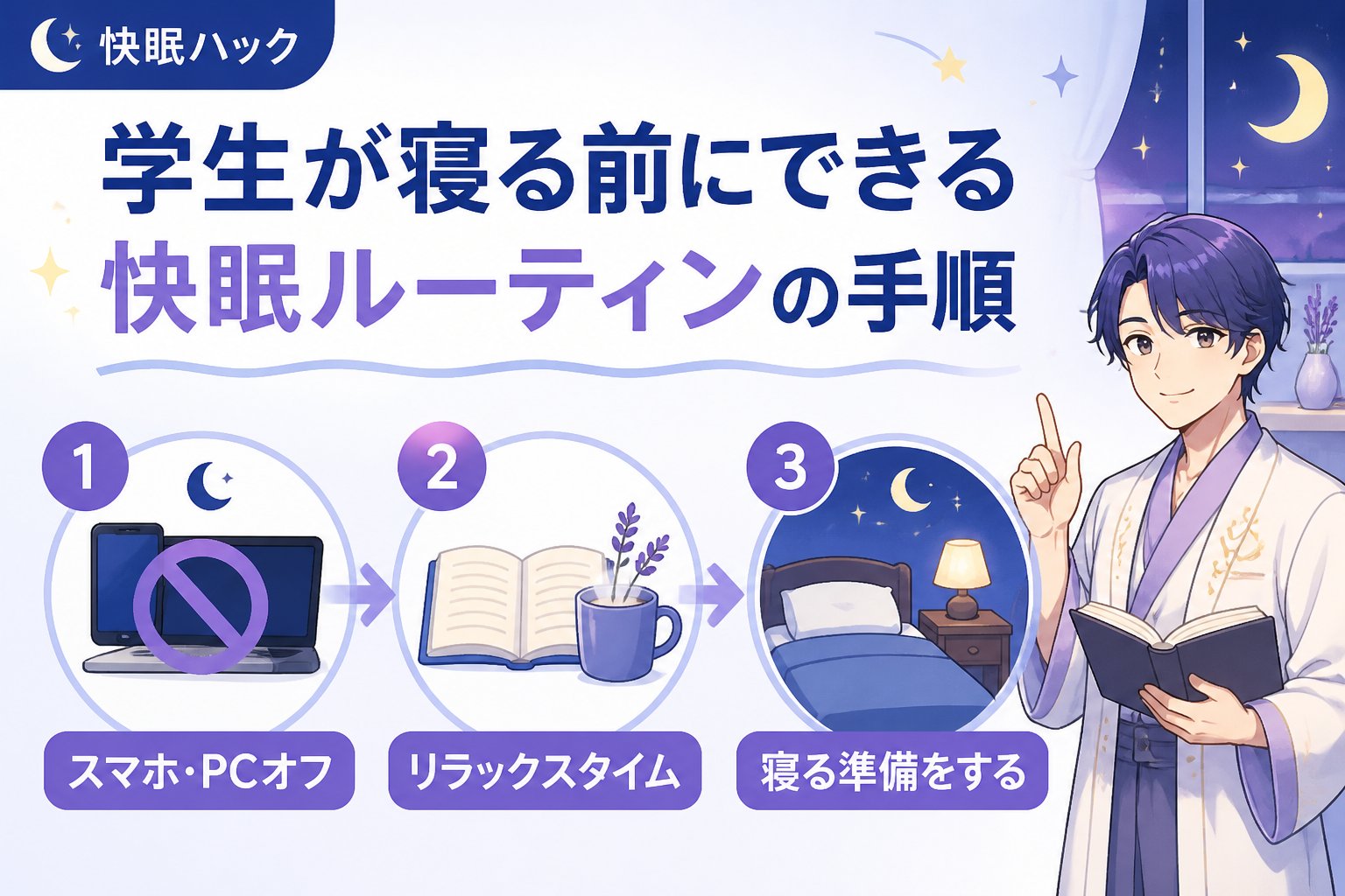 快眠グッズ 学生が寝る前にできる快眠ルーティンの具体的な手順