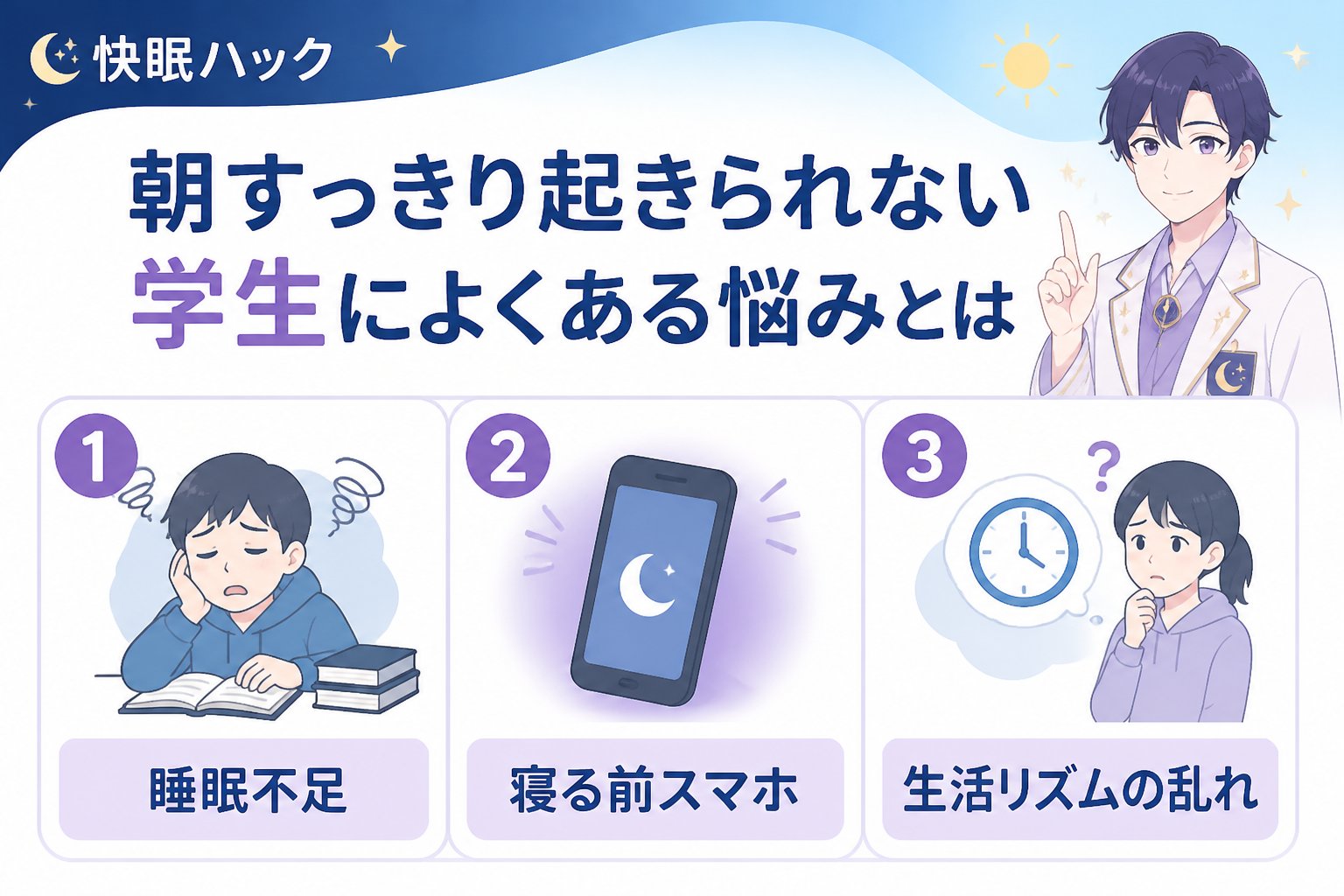 快眠グッズ 朝すっきり起きられない学生によくある悩みとは