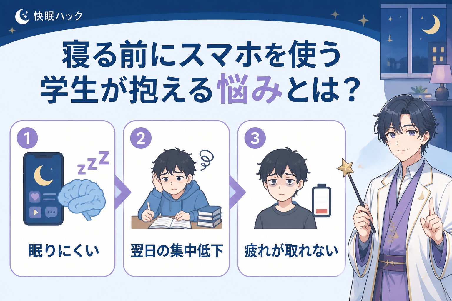 快眠グッズ 寝る前にスマホを使う学生が抱える悩みとは?