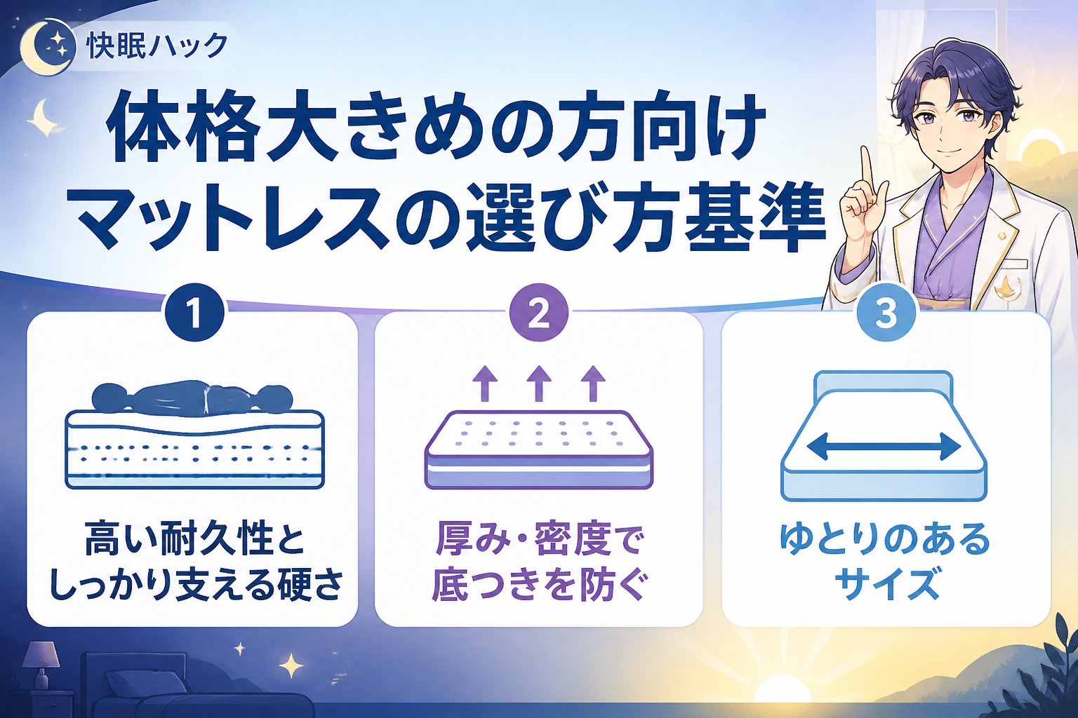 マットレス 体格大きめの方向けマットレスの選び方基準