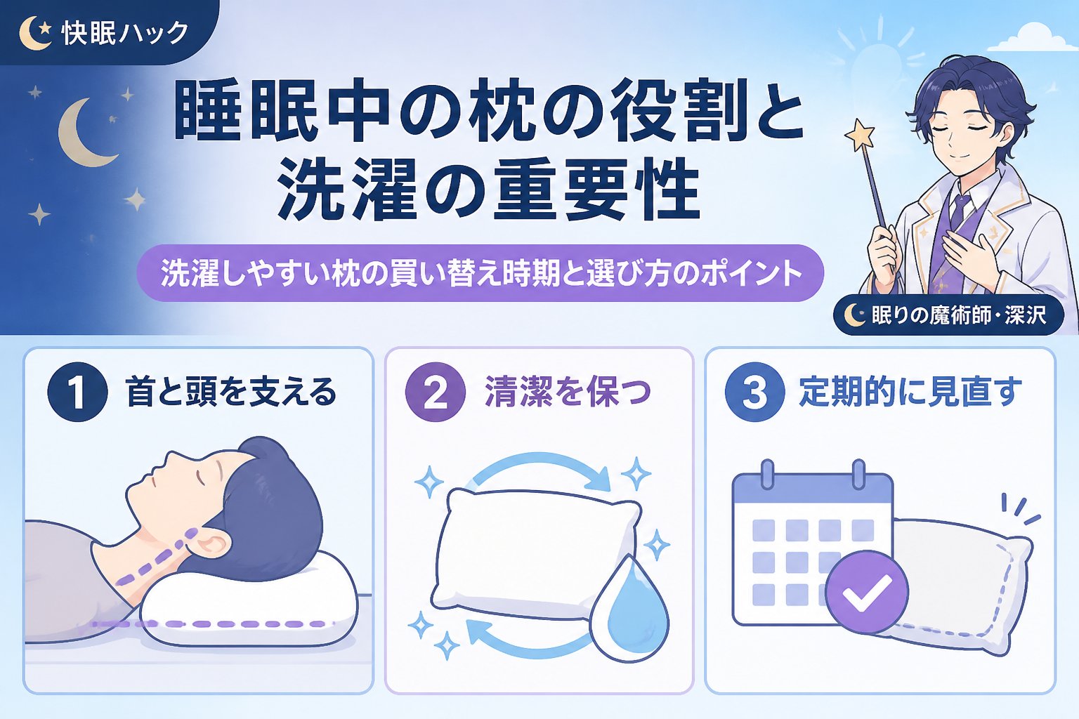 寝具 睡眠中の枕の役割と洗濯の重要性