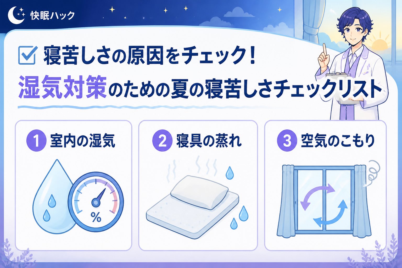 睡眠改善 寝苦しさの原因をチェック!湿気対策のための夏の寝苦しさチェックリスト
