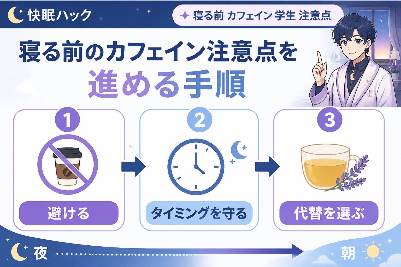 快眠グッズ 寝る前 カフェイン 学生 注意点を進める手順