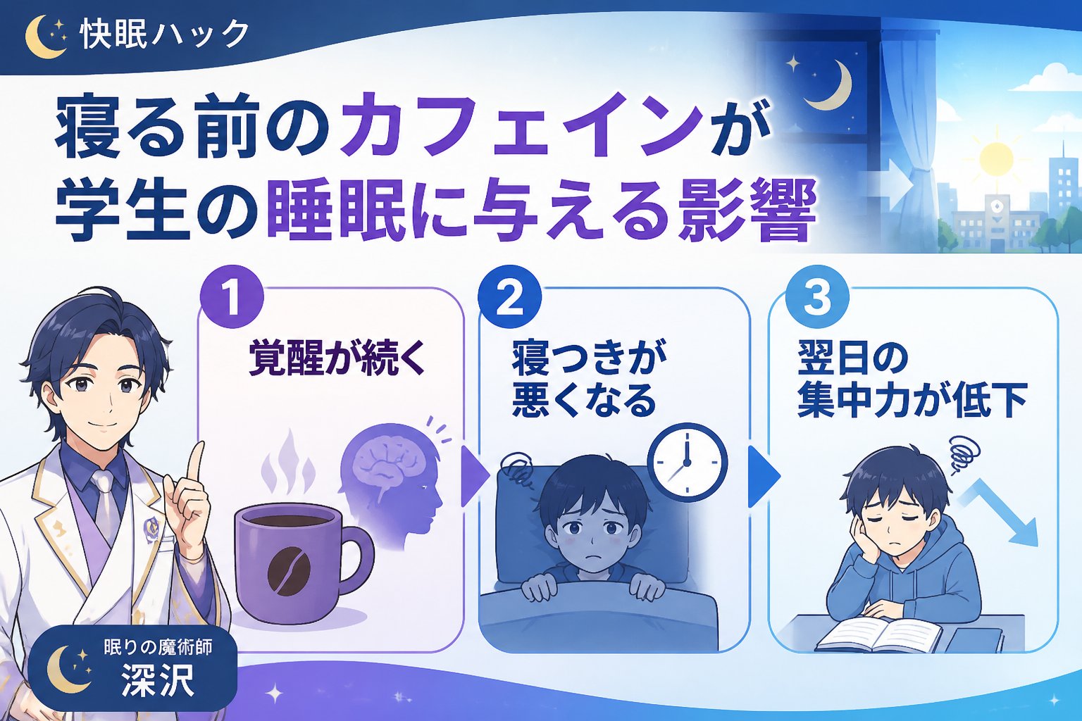 快眠グッズ 寝る前のカフェインが学生の睡眠に与える影響