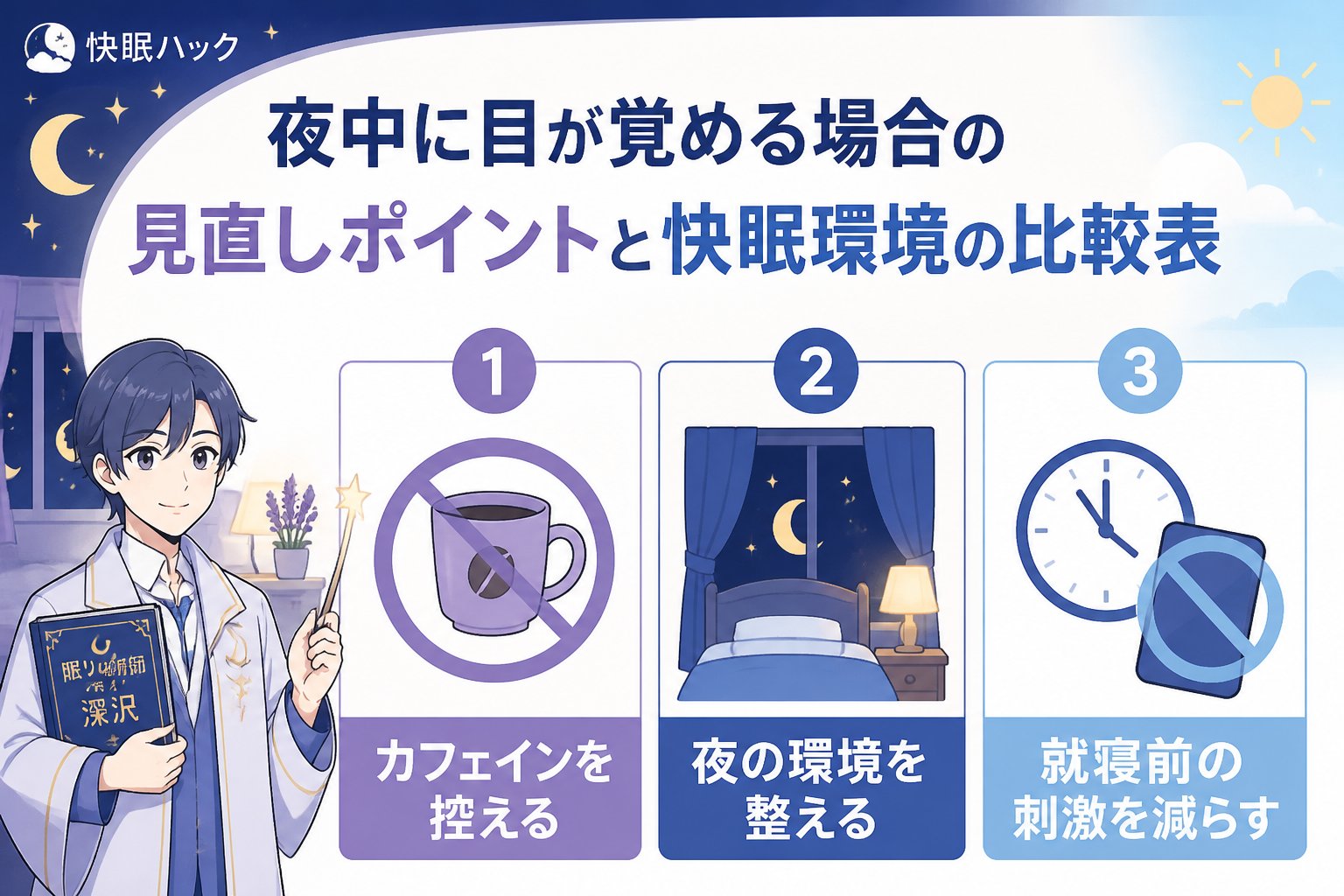 快眠グッズ 夜中に目が覚める場合の見直しポイントと快眠環境の比較表
