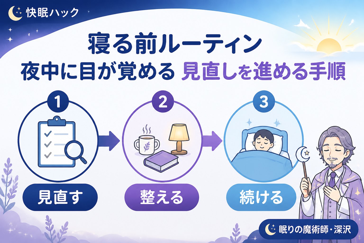 快眠グッズ 寝る前 ルーティン 夜中に目が覚める 見直しを進める手順
