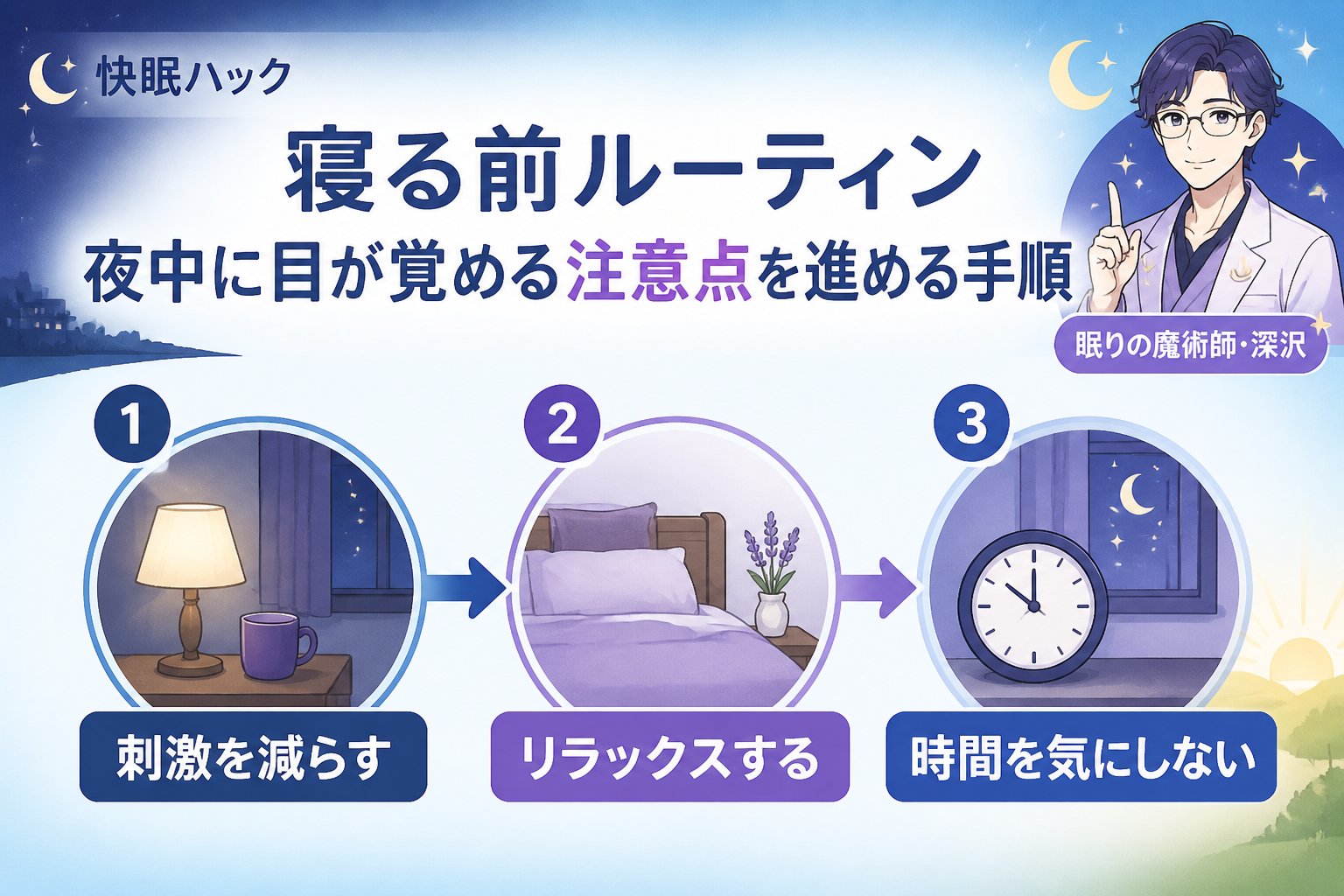 快眠グッズ 寝る前 ルーティン 夜中に目が覚める 注意点を進める手順