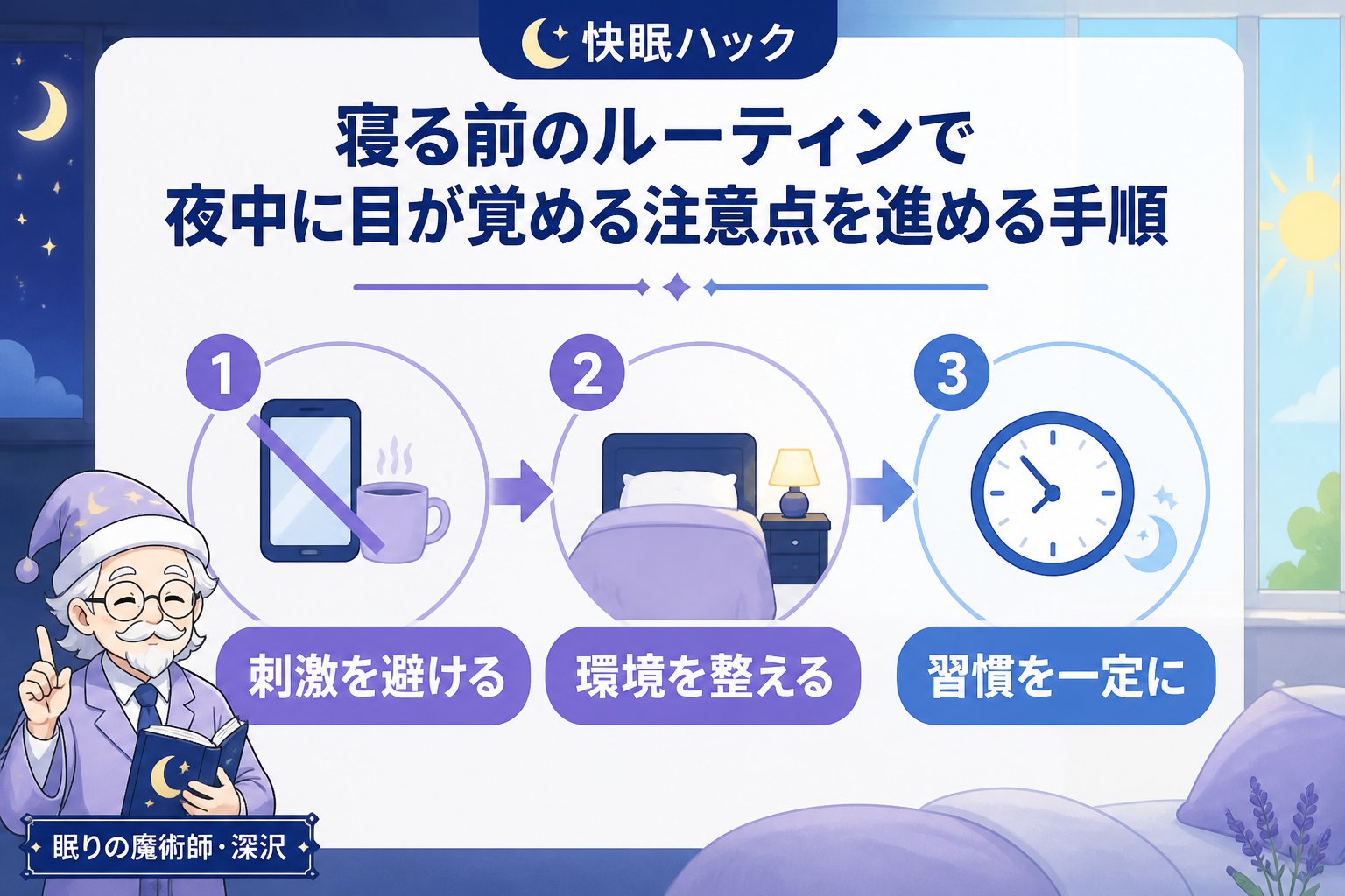 快眠グッズ 寝る前のルーティンで夜中に目が覚める注意点を進める手順