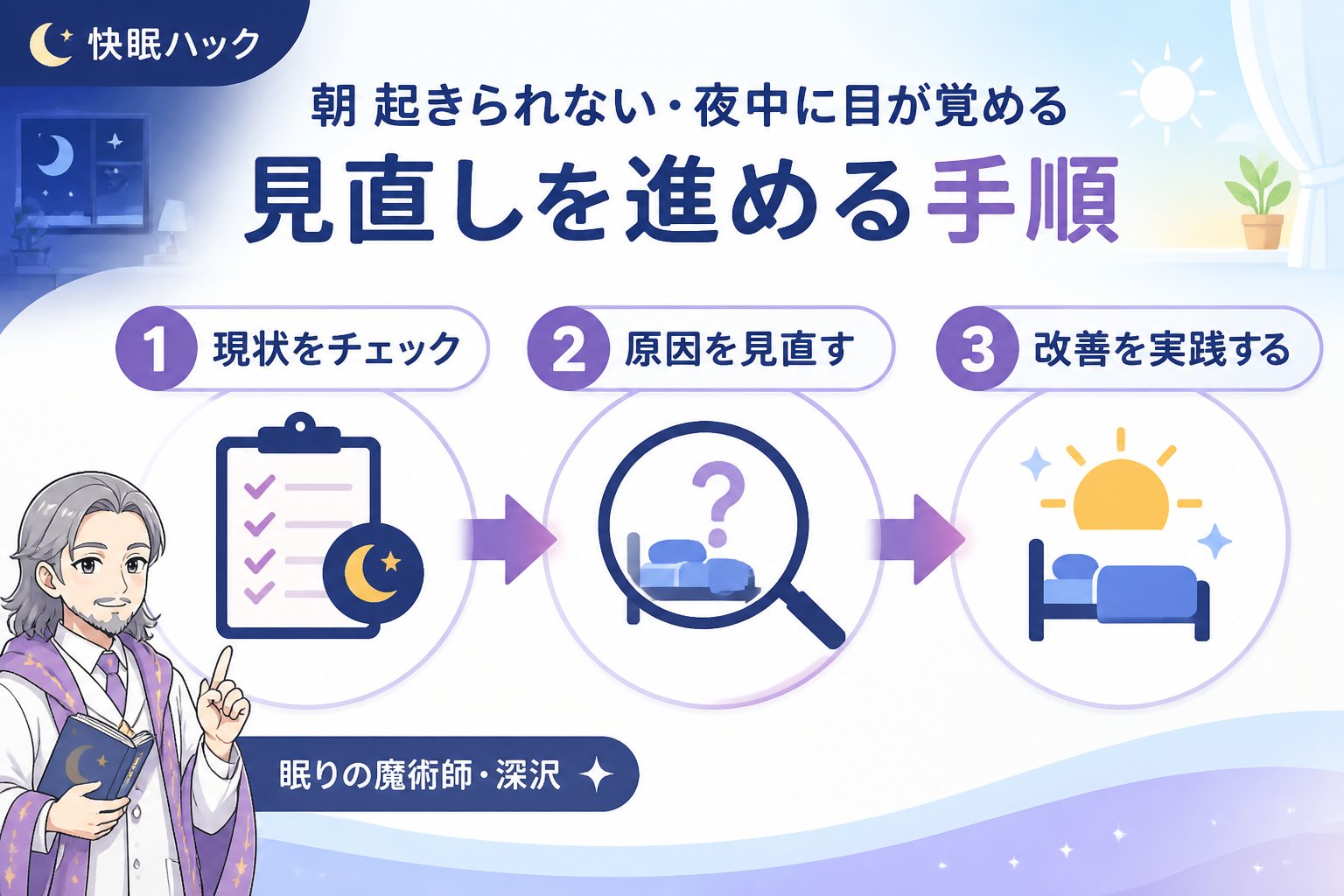 快眠グッズ 朝 起きられない 夜中に目が覚める 見直しを進める手順