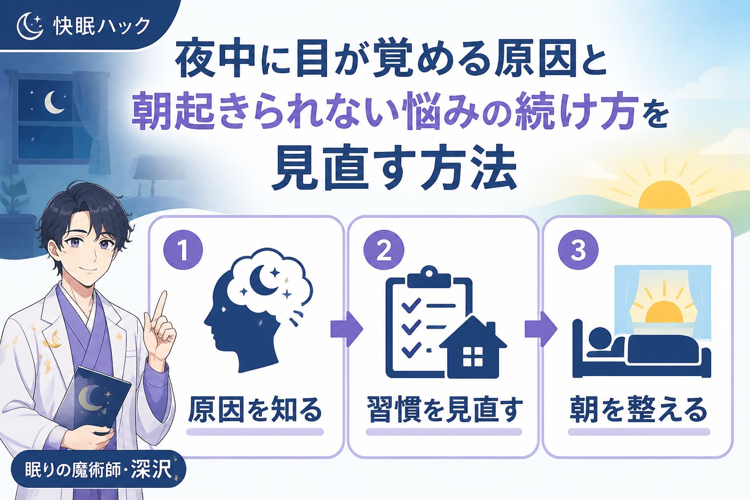 快眠グッズ 朝起きられないの続け方(夜中に目が覚める)に関わる原因と背景