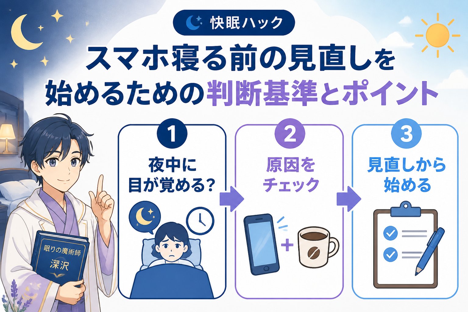 快眠グッズ スマホ寝る前の見直し(夜中に目が覚める)を始めるための判断基準とポイント
