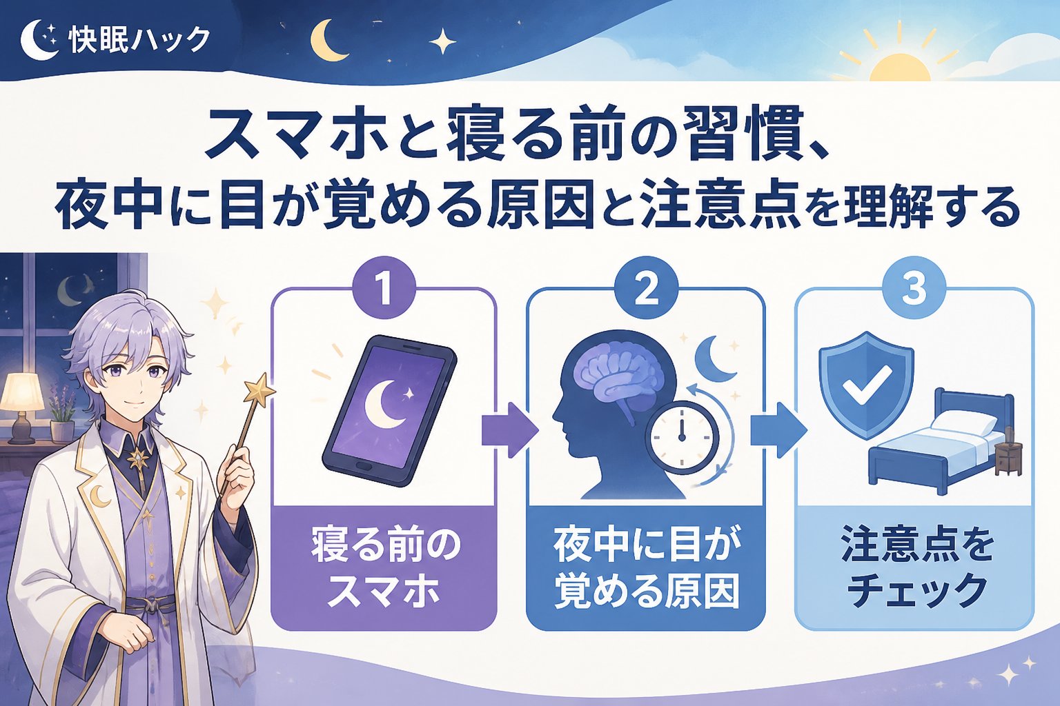 快眠グッズ スマホと寝る前の習慣、夜中に目が覚める原因と注意点を理解する