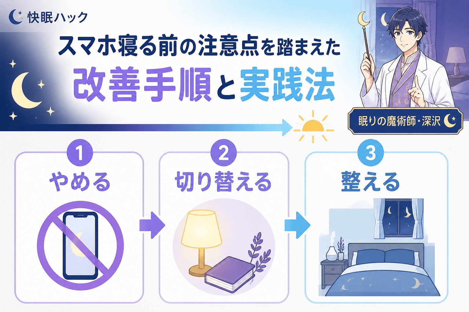 快眠グッズ スマホ寝る前の注意点(夜中に目が覚める)を踏まえた改善手順と実践法
