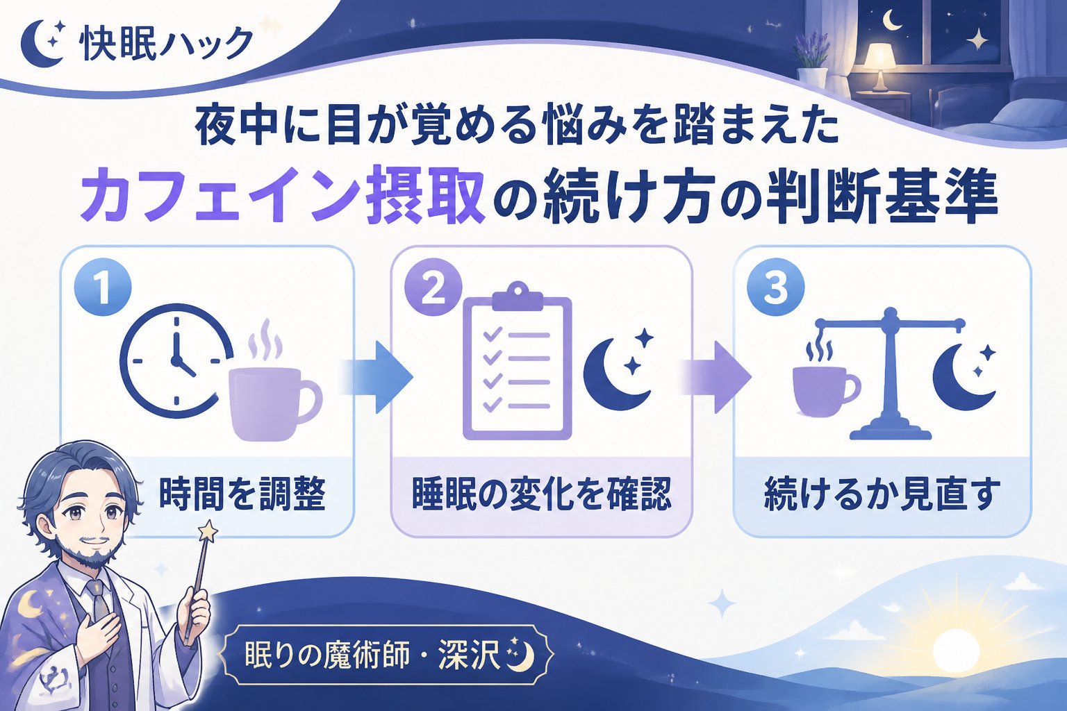 快眠グッズ 夜中に目が覚める悩みを踏まえたカフェイン摂取の続け方の判断基準